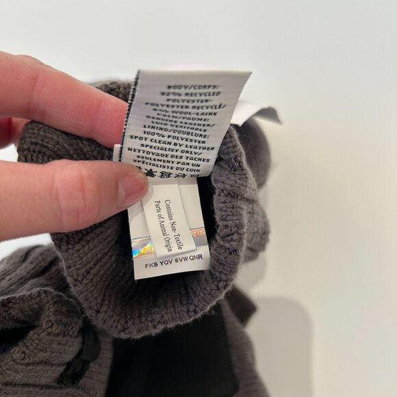 NWT UGG Mens Knit Flip Mittens Leather Palm Graphite L/XL Grey Wool Blend - Picture 10 of 11